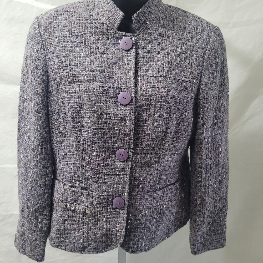 Elegant Women's Tweed Blazer in Purple